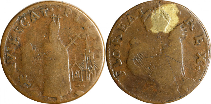 Undated (ca. 1652-1674) St. Patrick Farthing. Martin 4i.1-Gj.1, W-11500. Rarity-...