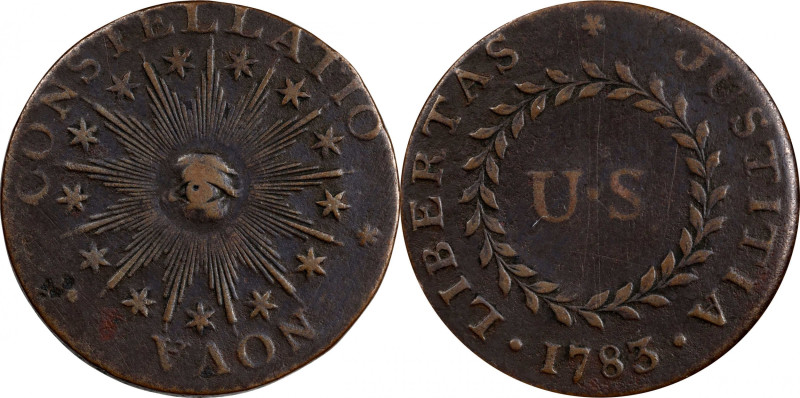 1783 Nova Constellatio Copper. Crosby 2-B, W-1865. Rarity-2. CONSTELLATIO, Point...