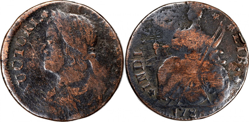 1788 Connecticut Copper. Miller 16.2-O, W-4605. Rarity-5. Draped Bust Left, INDL...