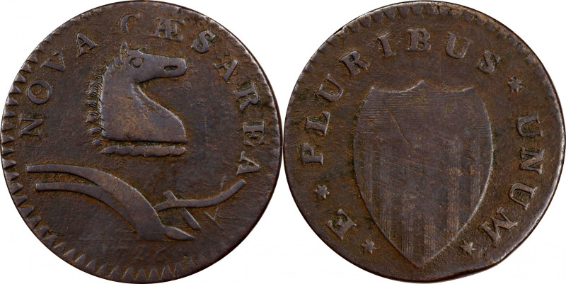 1786 New Jersey Copper. Maris 24-P, W-4965. Rarity-2. Curved Plow Beam, Narrow S...