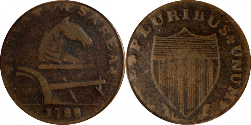 1788 New Jersey Copper. Maris 77-dd (DS1), W-5535. Rarity-3. Running Fox Before ...