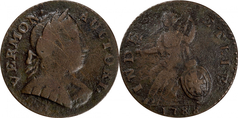 1788 Vermont Copper. RR-20, Bressett 10-L, W-2150. Rarity-3. Bust Right. Very Fi...