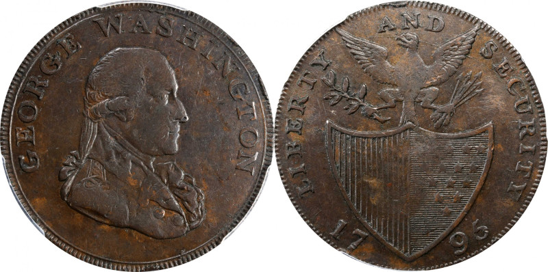 1795 Washington Liberty and Security Halfpenny. Musante GW-48, Baker-31, W-11015...