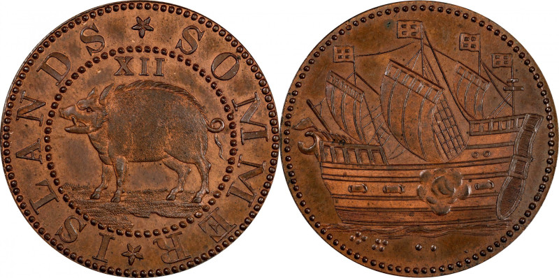 Undated (1860s) Sommer Islands Shilling. Dickeson Copy. Kenney-1, W-15400. Coppe...