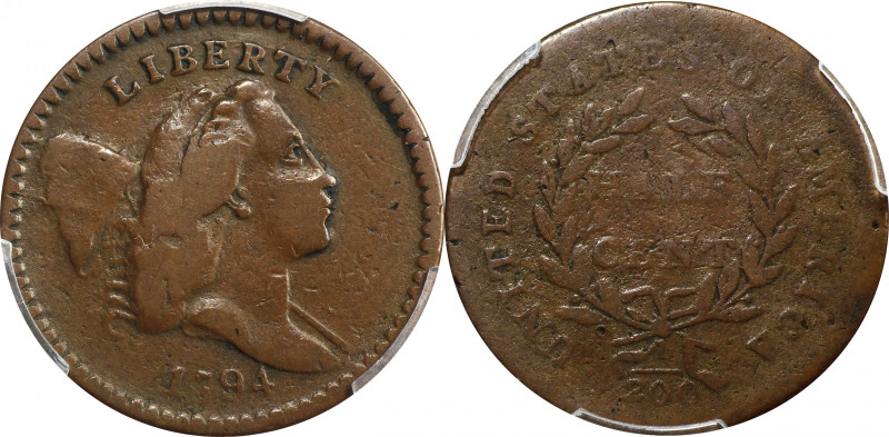 1794 Liberty Cap Half Cent. C-9. Rarity-2. High-Relief Head. VG-8 (PCGS).

PCG...