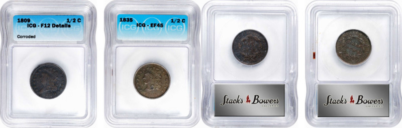 Lot of (2) Classic Head Half Cents. (ICG).

Included are: 1809 Fine-12 Details...