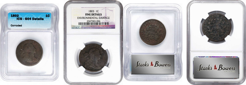 Lot of (2) Certified Draped Bust Cents.

Included are: 1802 Good-4 Details--Co...