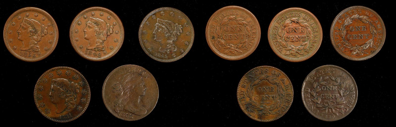 Lot of (5) Large Cents.

Included are: Draped Bust: 1802; Matron Head: 1831 La...