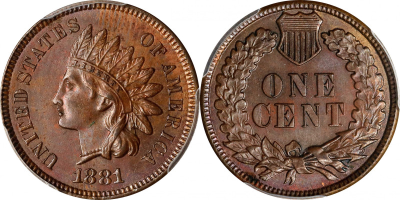 1881 Indian Cent. MS-65 BN (PCGS).

PCGS# 2139. NGC ID: 2288.