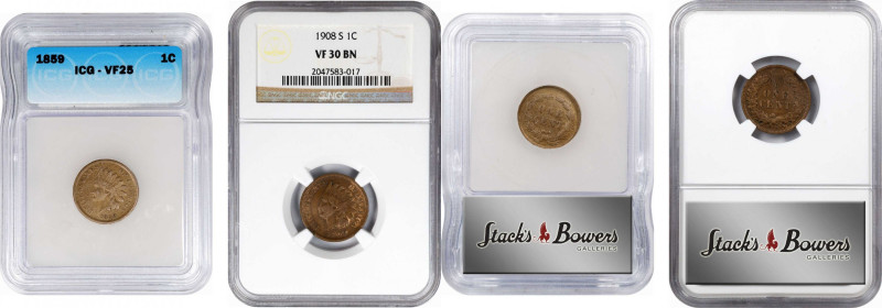 Lot of (2) Certified Better Date Indian Cents.

Included are: 1859 VF-25 (ICG)...