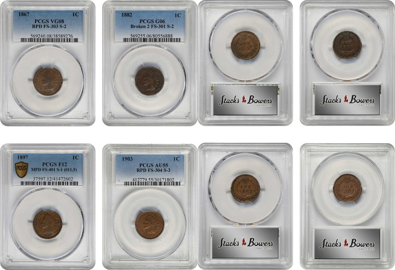 Lot of (4) Indian Cent Varieties. (PCGS).

Included are: 1867 Snow-2, FS-303, ...