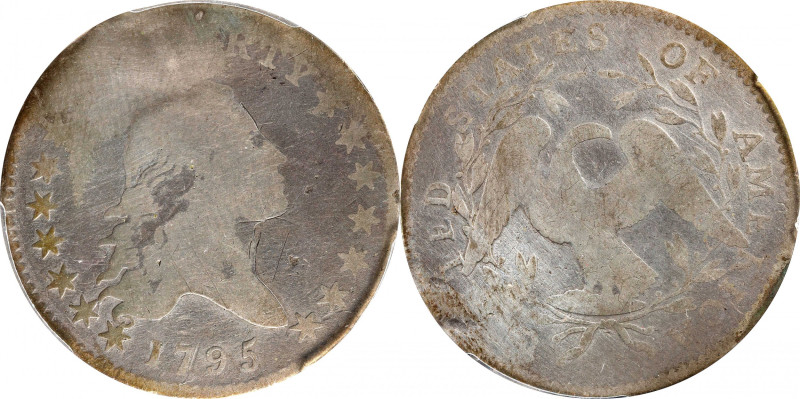 1795 Flowing Hair Half Dollar. O-116, T-11. Rarity-3. Two Leaves. Good Details--...