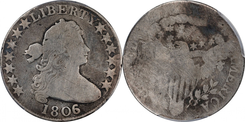 1806/5 Draped Bust Half Dollar. O-104, T-1. Rarity-4. Large Stars. AG Details--S...