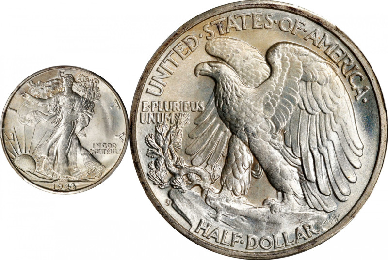 1943-S Walking Liberty Half Dollar. MS-66+ (PCGS). CAC.

PCGS# 6620. NGC ID: 2...