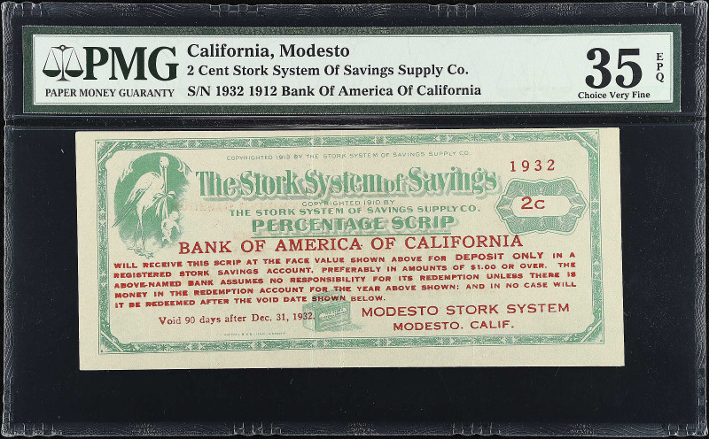 Modesto, California. Stork System of Savings Supply Co. Bank of America of Calif...