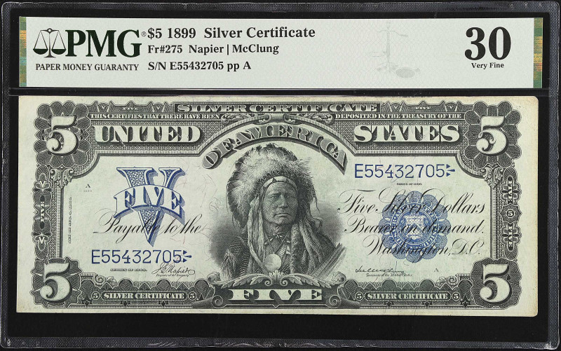 Fr. 275. 1899 $5 Silver Certificate. PMG Very Fine 30.

A popular design type ...