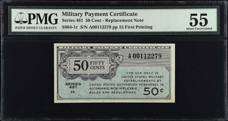 Military Payment Certificate. Series 461. 50 Cent. PMG About Uncirculated 55. Re...