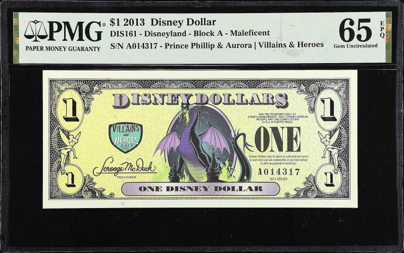 Lot of (3) Disney Dollars. 2013. $1. PMG Gem Uncirculated 65 EPQ.

A trio of n...