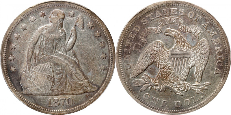 1870 Liberty Seated Silver Dollar. OC-3. Rarity-2. VF-35 (PCGS).

PCGS# 6963. ...