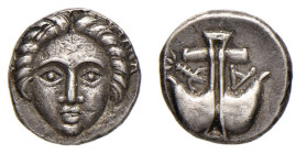 APOLLONIA - PONTIKA (fine IV sec. a.C.) OBOLO gr.1,2 -D/Viso frontale R/Ancora - Ar - Sng.Cop.461 SPL