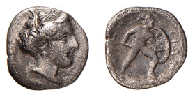 LOKRIS - LOKRIS OPUNTIA ( Circa 360-350) TETROBOLO gr.2,4 - D/Testa di Demetra a d. R/Ajax nudo con elmo crestato avanza a d. con spada e scudo ΟΠΟΝ -...