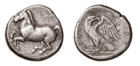 MACEDONIA - AIGAI - ARCHELAOS (circa 451-413 a.C.) TETROBOLO gr.2,1 - D/Cavallo andante a s. R/Entro quadrato incuso aquila spiegata a s. con la testa...