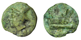 LATIUM - ROMA (240-225 a.C.) SERIE GIANO / PRORA A DESTRA - SESTANTE gr.37,5 - D/Testa di Mercurio a s. con in basso due globetti R/Prua a destra con ...