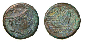 ROMA - SERIE SEMILIBRALE STANDARD(217-215 a.C.) SEMUNCIA gr.7,1 - D/Testa di Mercurio a d. R/Prora di nave a d. con sopra la scritta ROMA - Ae - Craw....