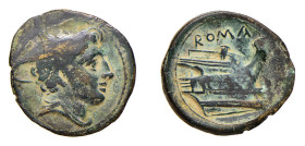 ROMA - SERIE SEMILIBRALE STANDARD (217-215 a.C.) SEMUNCIA gr.3,6 - D/Testa di Mercurio a destra R/Prora di nave a destra con sopra la scritta ROMA. - ...