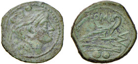 SARDEGNA - ANONIME (circa 210 a.C.) SESTANTE gr.4,3 - D/Testa di Mercurio a d. R/Prora di nave a d. con sopra ROMA e davanti le lettere MA in monogram...