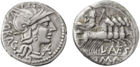 AEMILIA (136 a.C.) L.Antestius Gragulus - DENARIO - D/Testa di Roma a d. con davanti * e dietro GRAG R/Giove su quadriga verso d. L.ANTES. Esergo ROMA...