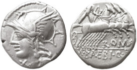 BAEBIA (137 a.C.) M. Baebius Q.f. Tampilus - DENARIO - D/Testa di a s. con davanti X e dietro TAMPIL R/Apollo su quadriga ad con sotto i cavalli ROMA,...