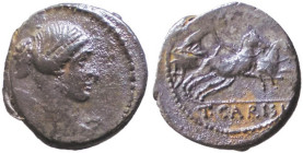 CARISIA (46 a.C.) T.Carisia - DENARIO - D/Busto alato della Vittoria a d. con dietro S C R/La Vittoria su quadriga verso d. T.CARISI - Ar - B.3 Patina...