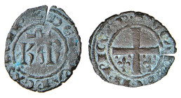 MESSINA - CARLO I D'ANGIO' (1266-1285) DENARO -D/Nel campo KAR R/Croce patente con giglio nel 3° e 4° quarto - Mi - Sp.35 RARA BB+