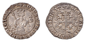 NAPOLI - ROBERTO I D'ANGIO' (1309-1343) GIGLIATO gr.3,9 - D/Il re seduto frontalmente in trono con scettro e globo crucigero ROBERT DEI GRA IERL ET SI...