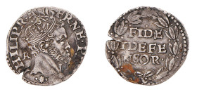 NAPOLI - FILIPPO II (II°per. 1556-1598) CARLINO gr.2,8 -D/Testa coronata ad. PHILIP R ANG FR NEAP PR HI R/FIDE = IDEFE = NSOR entro due rami d’alloro ...