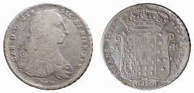 NAPOLI - CARLO DI BORBONE (1734-1759) 120 GRANA 1753 - D/Busto del Re a d. con lunghi capelli CAR• D• G •UTR •SIC• ET HIER• REX Sotto: DeG R/Stemma co...