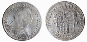 NAPOLI - FERDINANDO IV (1° p. 1759-1799) 60 GRANA 1792 -D/Testa con lunghi capelli a d. R/Stemma coronato con in alto a s. la lettera M, sotto ai lati...