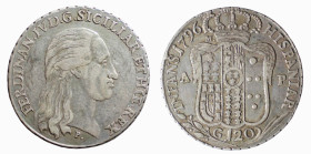 NAPOLI - FERDINANDO IV (1° p. 1759-1799) 120 GRANA 1796 -D/Testa con lunghi capelli a d. R/Stemma coronato con in alto a s. la lettera M, sotto ai lat...