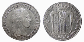 NAPOLI - FERDINANDO IV (1° p. 1759-1799) 120 GRANA 1796 -D/Testa con lunghi capelli a d. R/Stemma coronato con in alto a s. la lettera M, sotto ai lat...