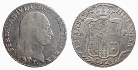 NAPOLI - FERDINANDO IV (1° p. 1759-1799) 120 GRANA 1798 -D/Testa con lunghi capelli a d. R/Stemma coronato con in alto a s. la lettera M, sotto ai lat...