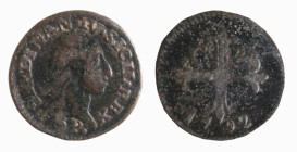 NAPOLI - FERDINANDO IV (1°p.1759-1799) 3 CAVALLI 1792 -D/Busto a d. con lunghi capelli R/Croce gigliata con sotto la data 1792 - Ae - P&R.149 BB