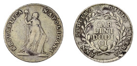 NAPOLI - REPUBBLICA NAPOLITANA (23 gen.-17 giu. 1799) DODICI CARLINI 1799 -D/La Libertà stante a d. con fascio e asta con pileo REPUBBLICA NAPOLITANA ...