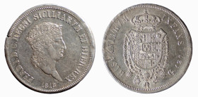 NAPOLI - FERDINANDO I (1816-1825) 120 GRANA 1818 - D/Testa piccola coronata del Re a d. FERD.I.D.G REGNI. SICILIARVM ET HIER REX sotto la data R/Stemm...