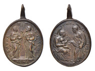 ROMA (Sec. XVIII-XIX) MEDAGLIA AE - GESU', MARIA E GIUSEPPE / S.ANNA E S. GIOACCHINO -D/La Sacra Famiglia R/I due santi affrontati S.ANNA S.IOACH sott...