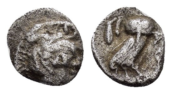 ATTICA. Athens.(Circa 454-404 BC).Obol.

Obv: Helmeted head of Athena right.

Re...