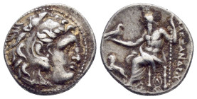 KINGS of MACEDON. Alexander III The Great.(336-323 BC).Magnesia ad Maeandrum.Drachm.

Obv : Head of Herakles right, wearing lion skin.

Rev : AΛEΞANΔP...