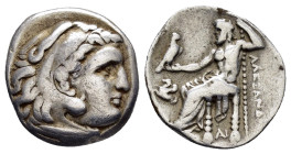 KINGS of MACEDON. Alexander III The Great.(336-323 BC).Lampsakos.Drachm. 

Obv : Head of Herakles right, wearing lion skin.

Rev : AΛΕΞΑΝΔΡΟΥ.
Zeus se...