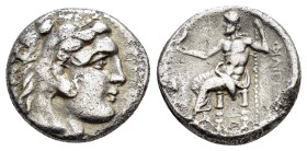 KINGS of MACEDON. Philip III Arrhidaios.(323-317 BC).Magnesi ad Maeandrum.Drachm.

Obv : Head of Herakles right, wearing lion skin.

Rev : ΦIΛIΠΠOY .
...