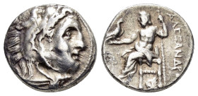 KINGS of MACEDON. Alexander III The Great.(336-323 BC). Drachm.

Obv : Head of Herakles right, wearing lion skin.

Rev : AΛEΞANΔPOY.
Zeus seated left ...